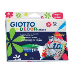 Rotuladores para tejido. Giotto decor 6 colores. Rotuladores para tejido. Giotto decor 6 colores.
